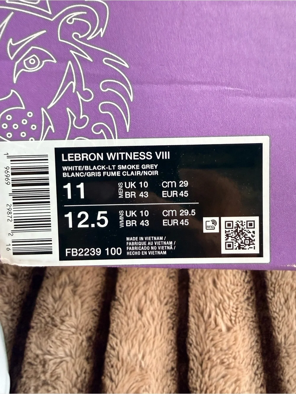 Nike LeBron Witness VIII white Black light smoke grey men’s 11